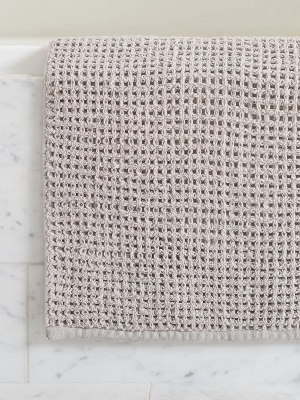 West Elm Plush Waffle Bath Mat in Light Gray